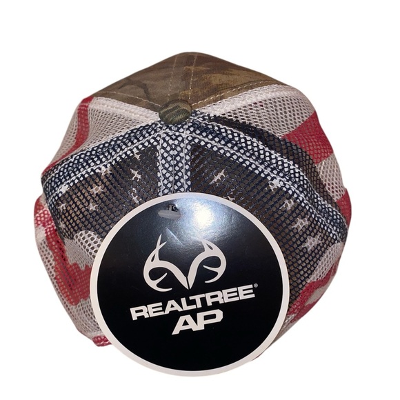 NWT RealTree “Red Classic” Adult Camo Baseball Cap with Mesh American Flag Back - Picture 3 of 7
